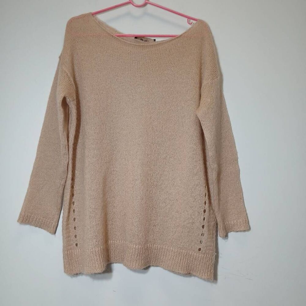 Twinset womens large lightweight sweater mohair blend tan boatneck